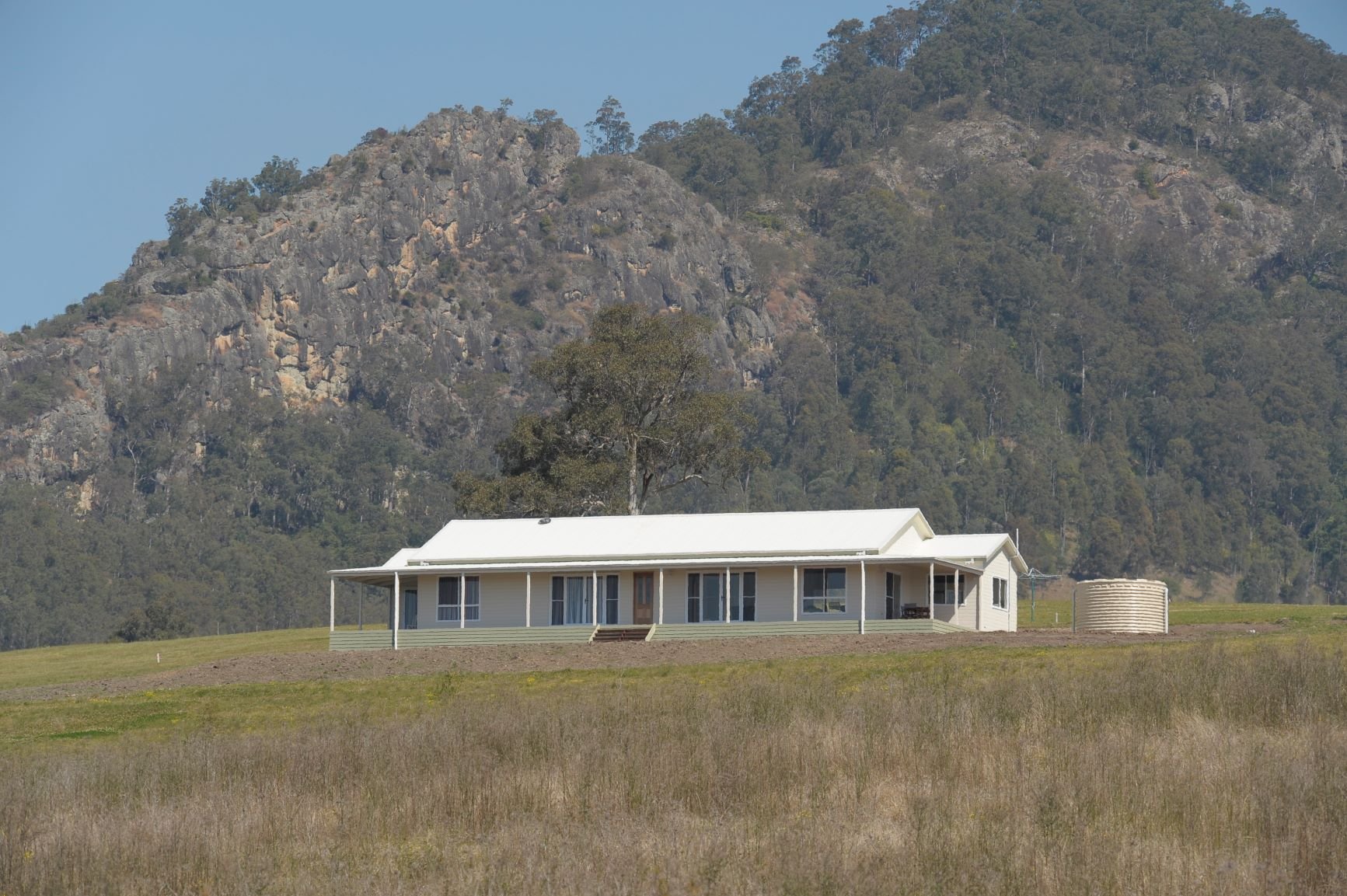 Home in front of mountain