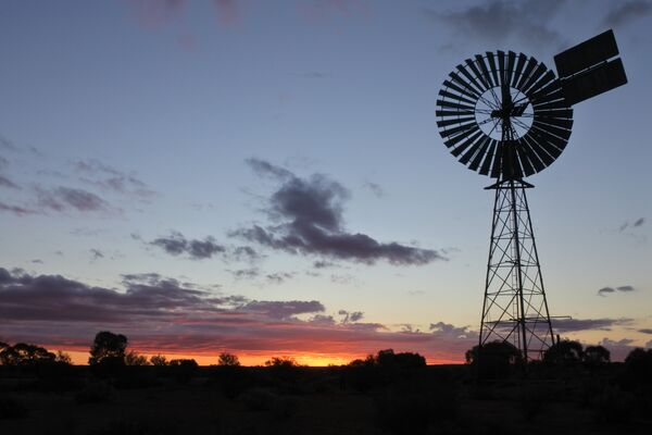 Farm at sunset